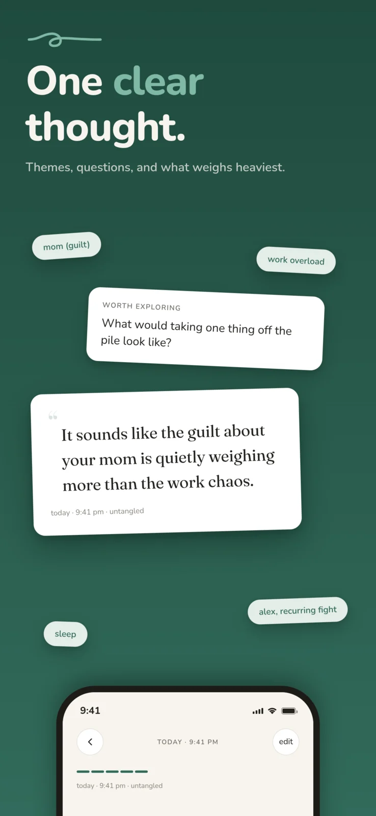 One clear thought: themes, questions, and what weighs heaviest