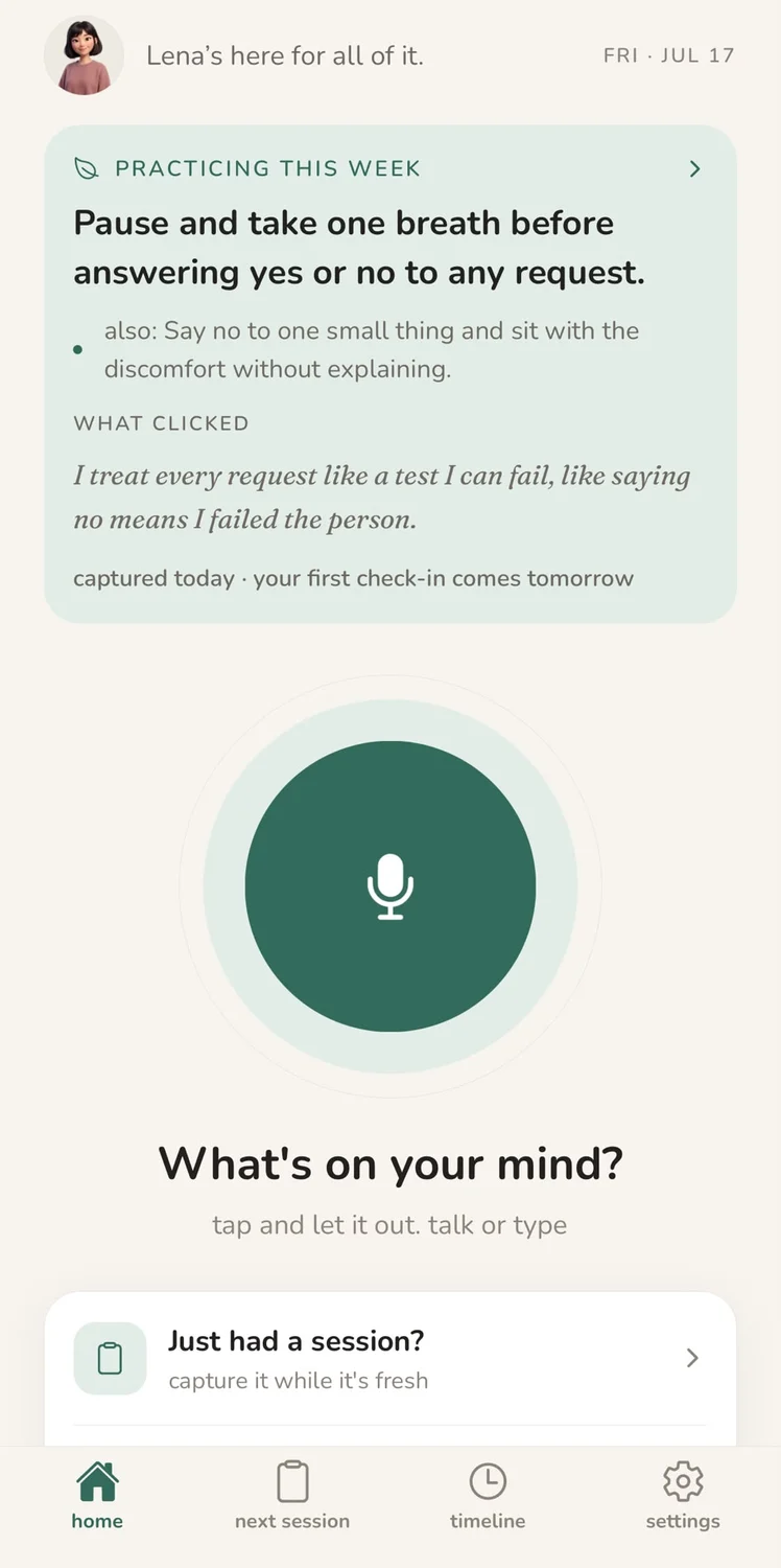 Untangle home screen showing this week's practice with a daily check-in